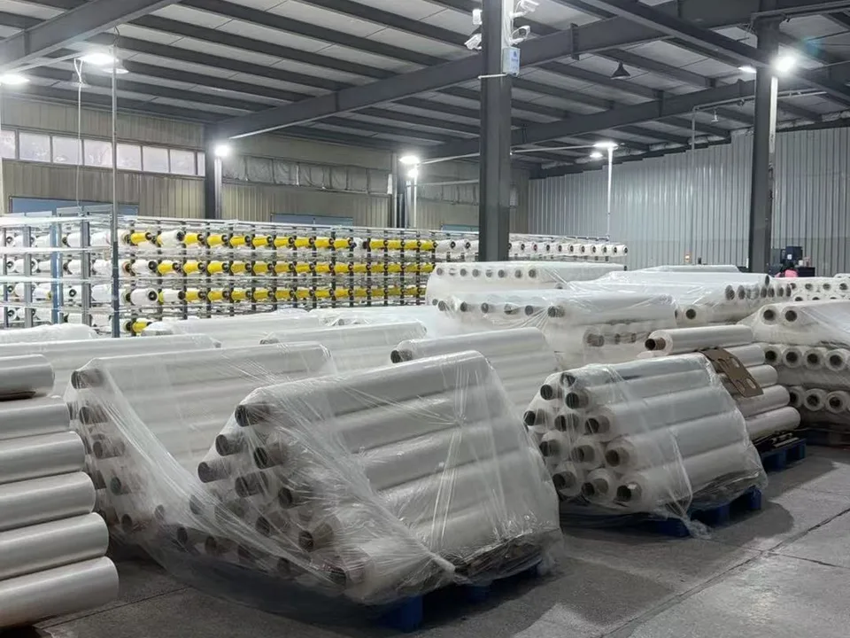 Finished UHMWPE fabric rolls stacked on the rack